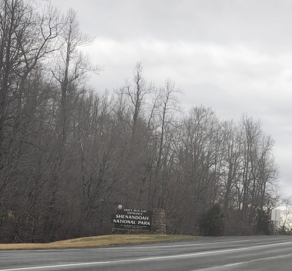 Shenandoah National Park entrance sign 2026